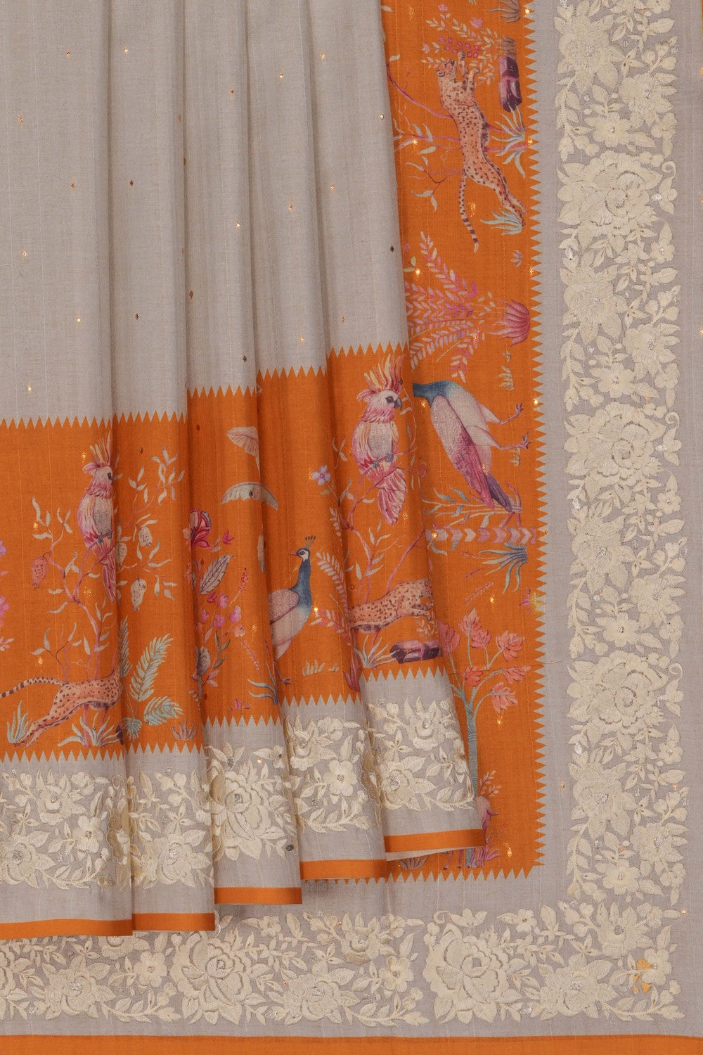 Image of Off-White Printed Saree