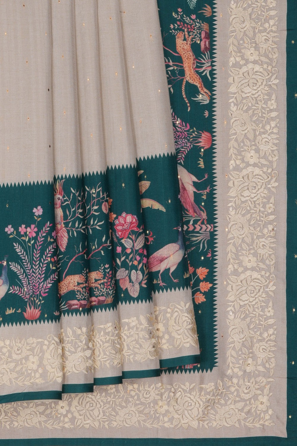 Image of Off-White Printed Saree