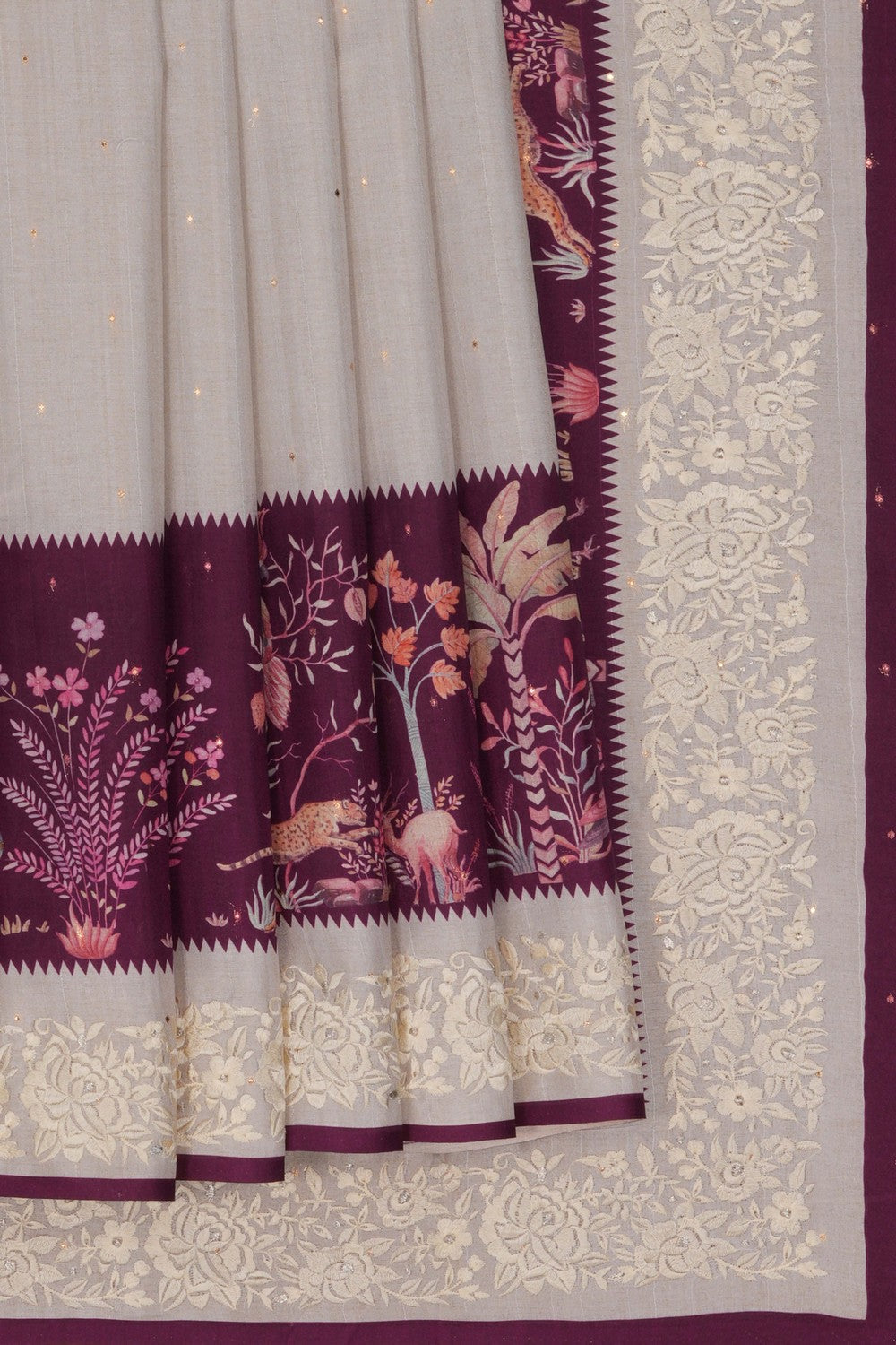 Image of Off-White Printed Saree