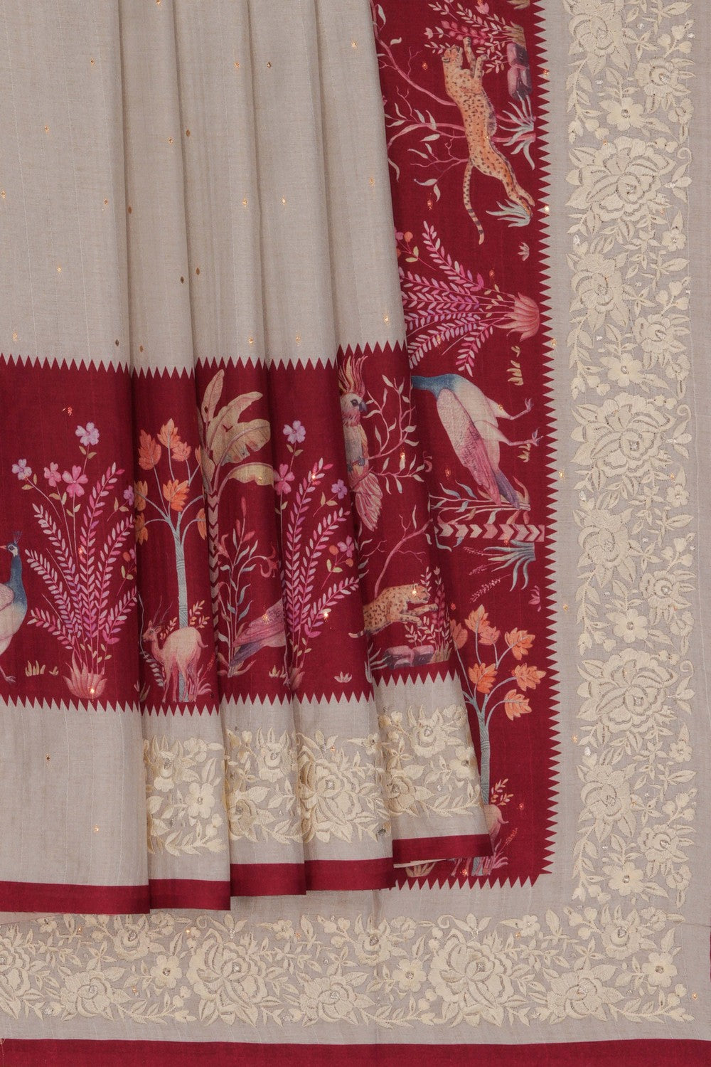 Off-White Printed Saree