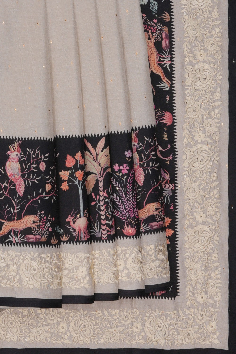 Image of Off-White Printed Saree