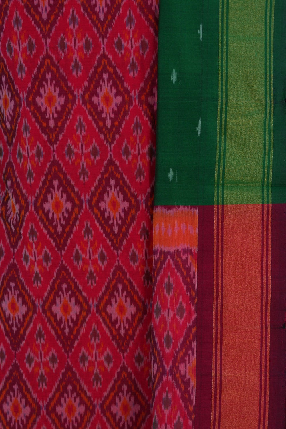 Image of Pochampally Ikat Unstitched Suit With Dupatta (3 Pcs Set)