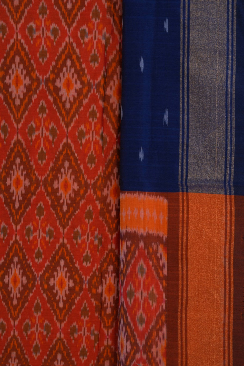 Image of Pochampally Ikat Unstitched Suit With Dupatta (3 Pcs Set)