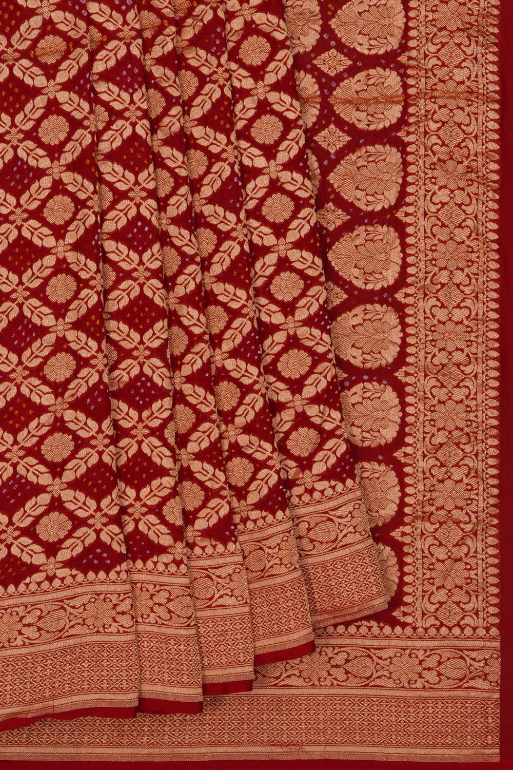 Image of Banarasi-Chiffon Bandhani Brocade Saree
