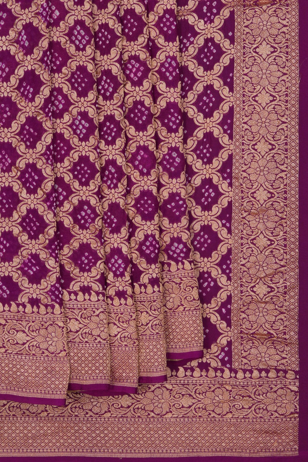 Image of Banarasi-Chiffon Bandhani Brocade Saree