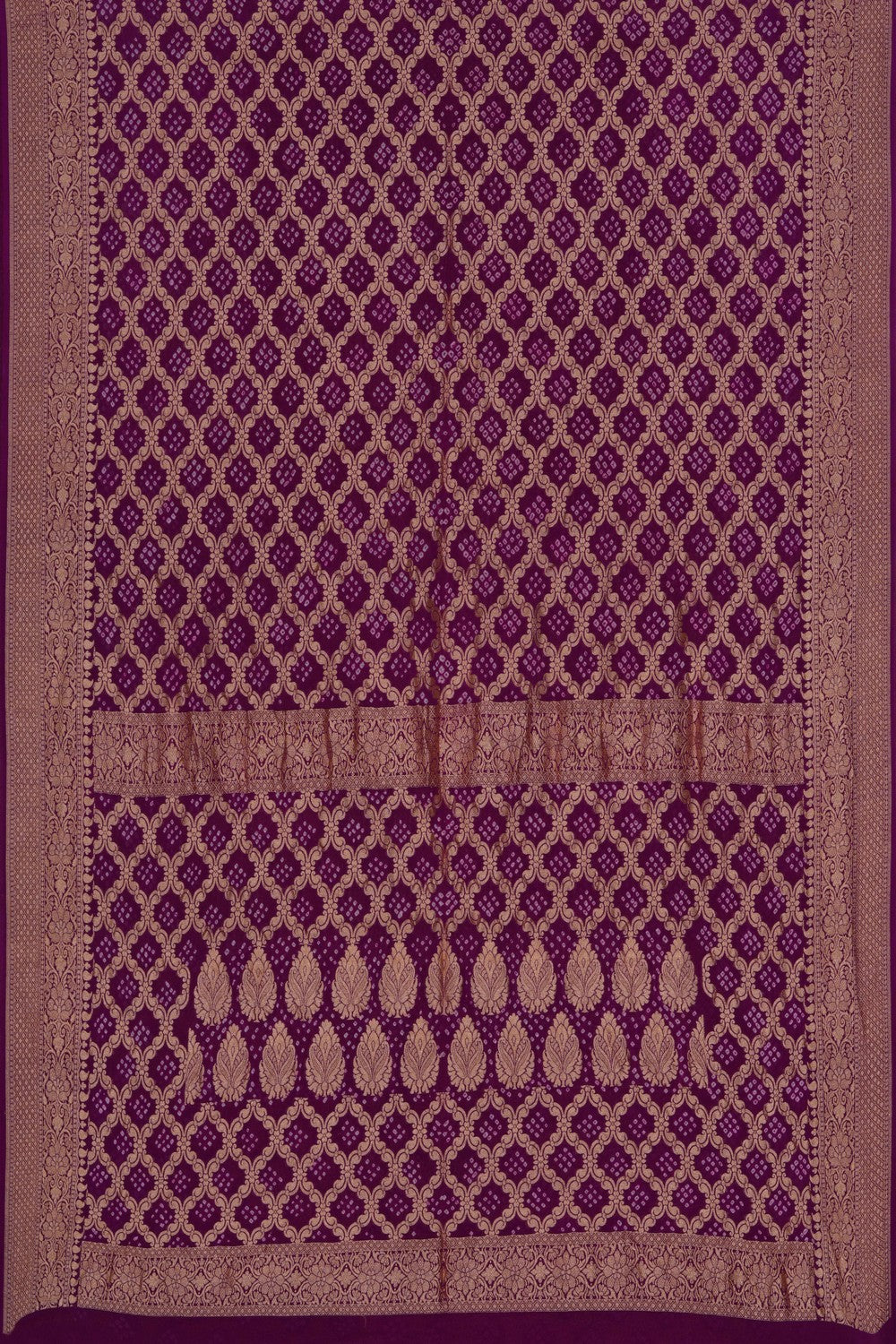 Image of Banarasi-Chiffon Bandhani Brocade Saree