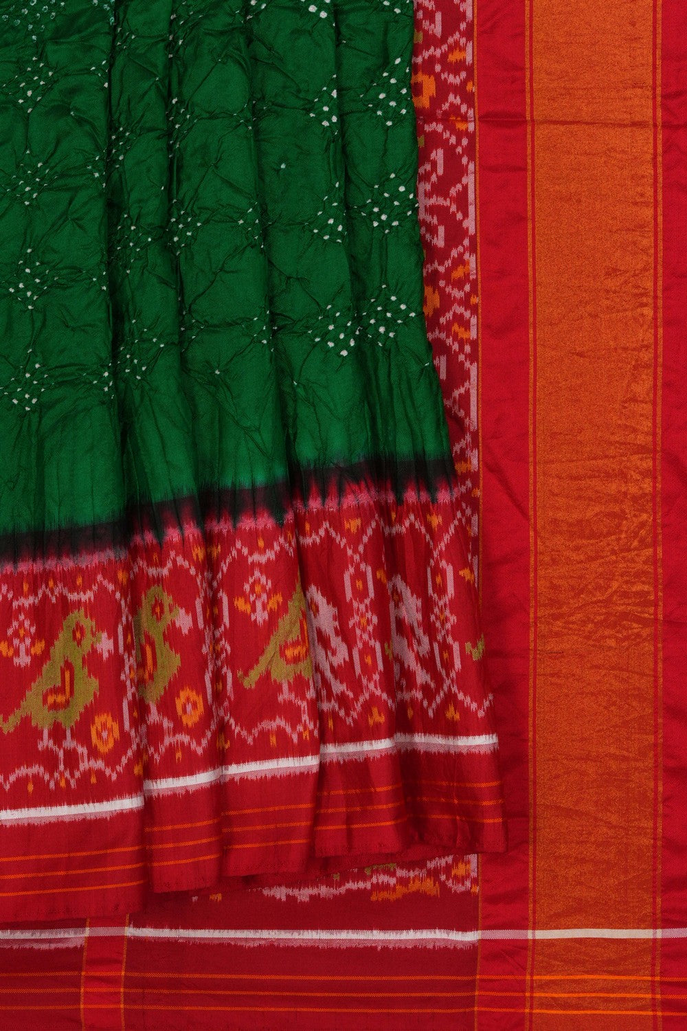 Image of A Bandhani Saree Inspired By Ikat Patola