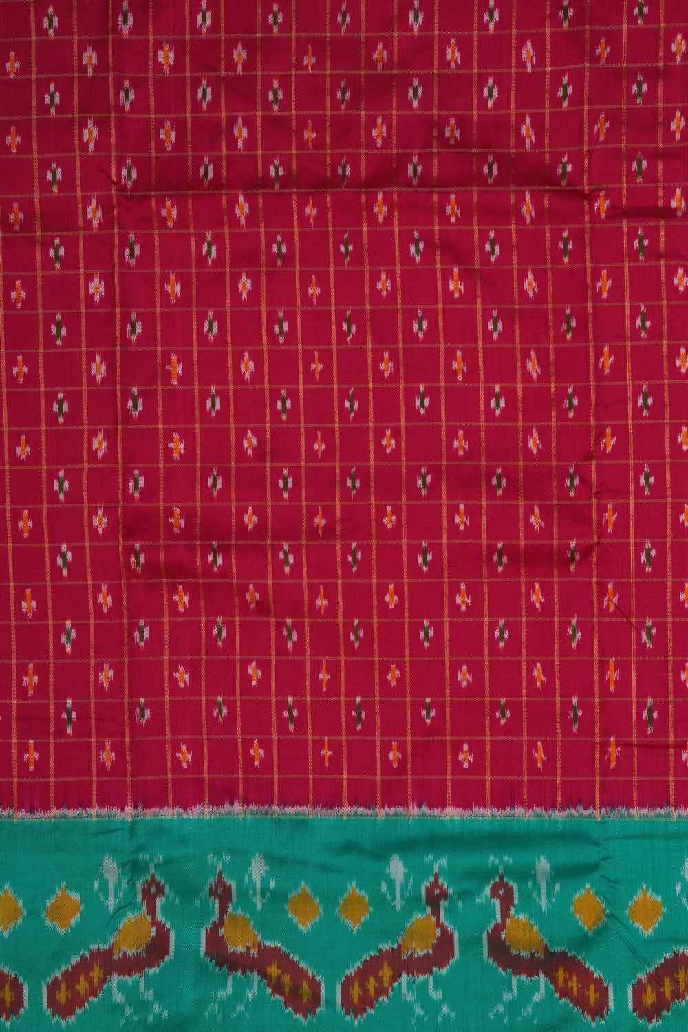 Image of Pochampally-Silk Pavada Unstitched Set