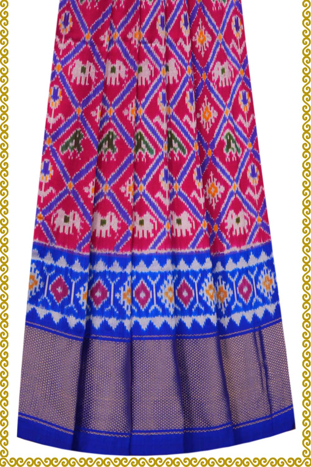 Pochampally-Silk Pavada Unstitched Set – Kalanjali