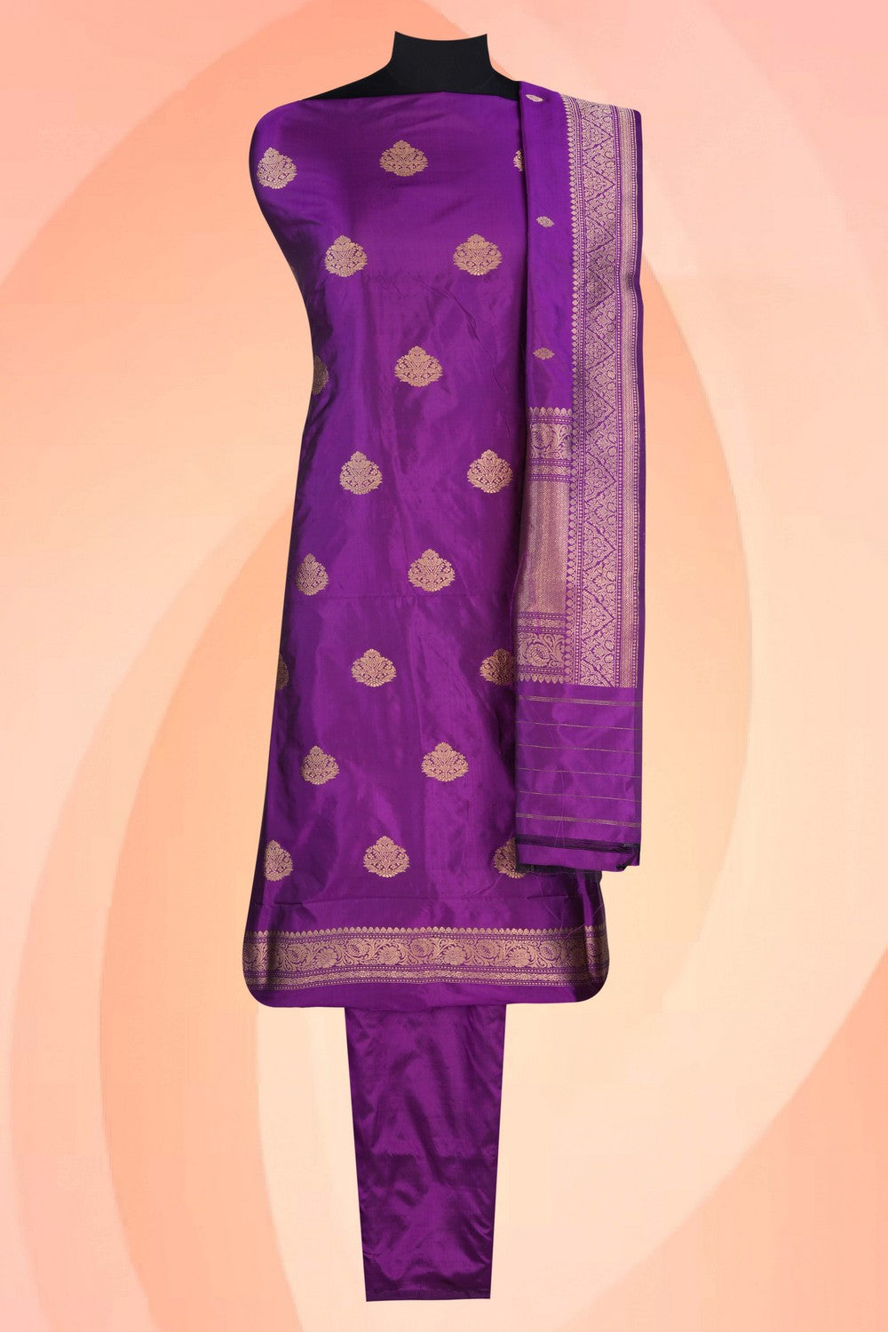 Banarasi Katan Silk Unstitched Suit (3 Pcs Set)