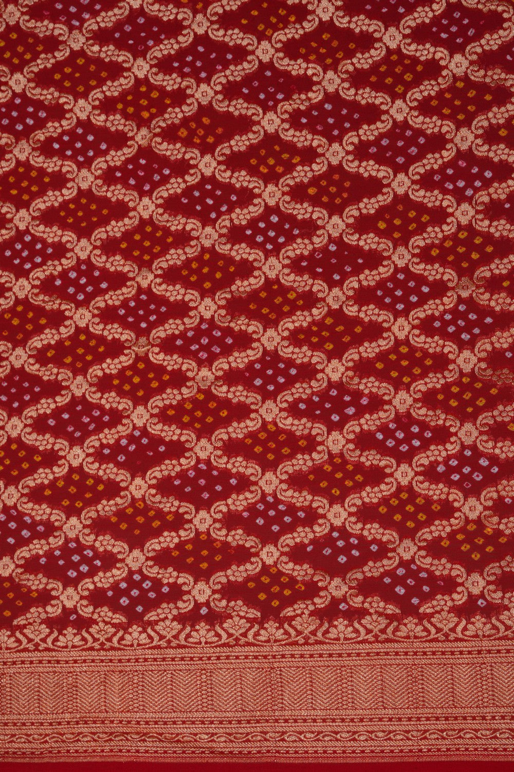 Image of Banarasi-Chiffon Bandhani Brocade Saree