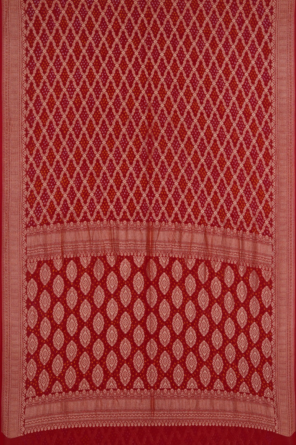 Image of Banarasi-Chiffon Bandhani Brocade Saree
