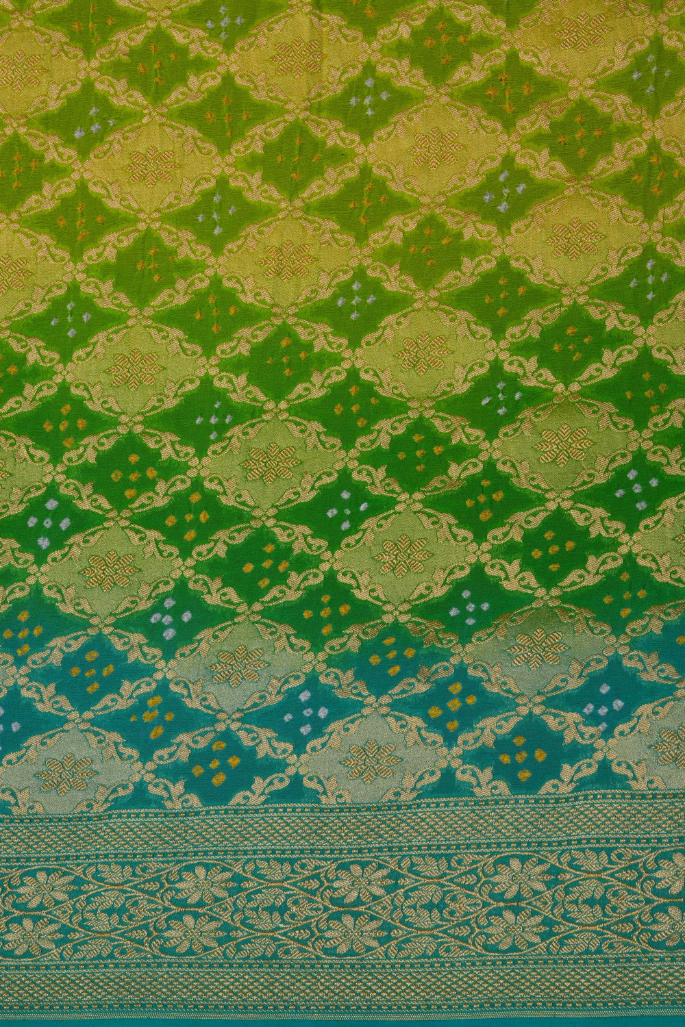 Image of Banarasi-Chiffon Bandhani Brocade Saree