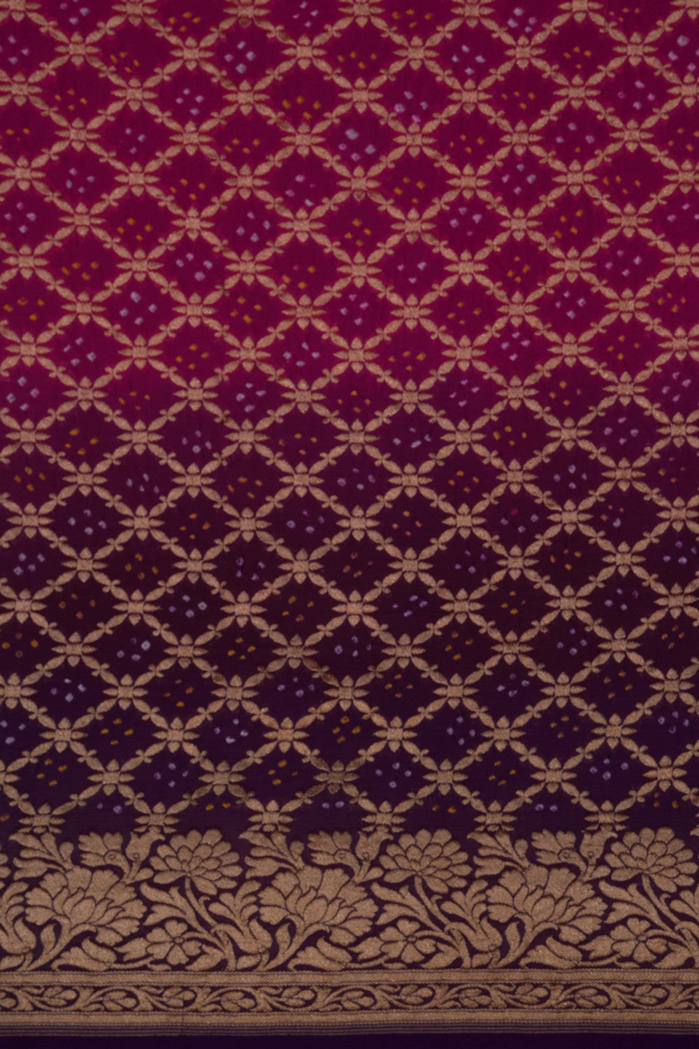 Image of Banarasi-Chiffon Bandhani Brocade Saree