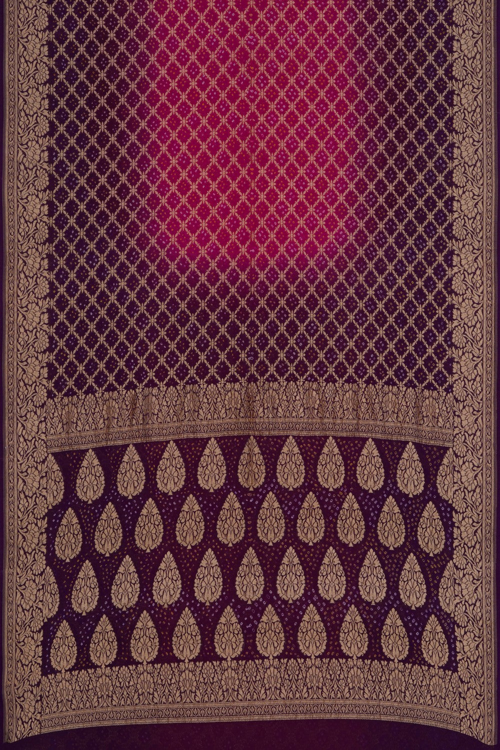 Image of Banarasi-Chiffon Bandhani Brocade Saree