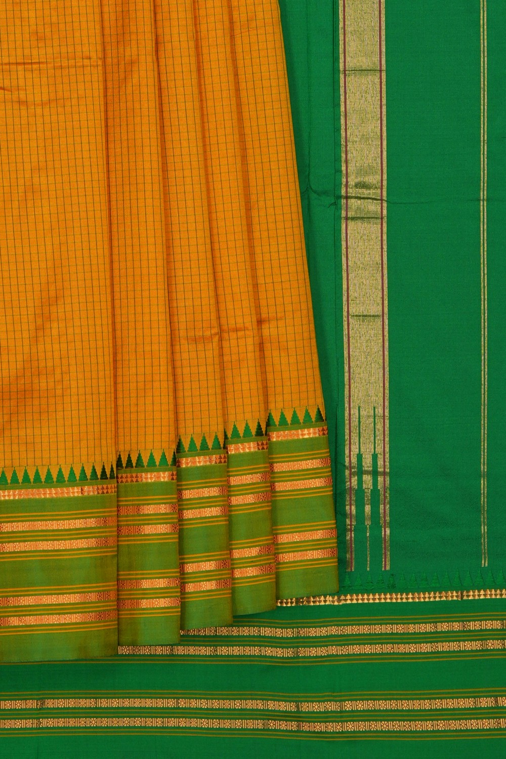 Image of Narayanpet Silk Mustard Saree