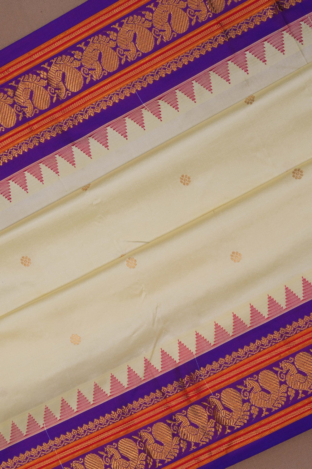 Image of Narayanpet Silk Off-White Saree