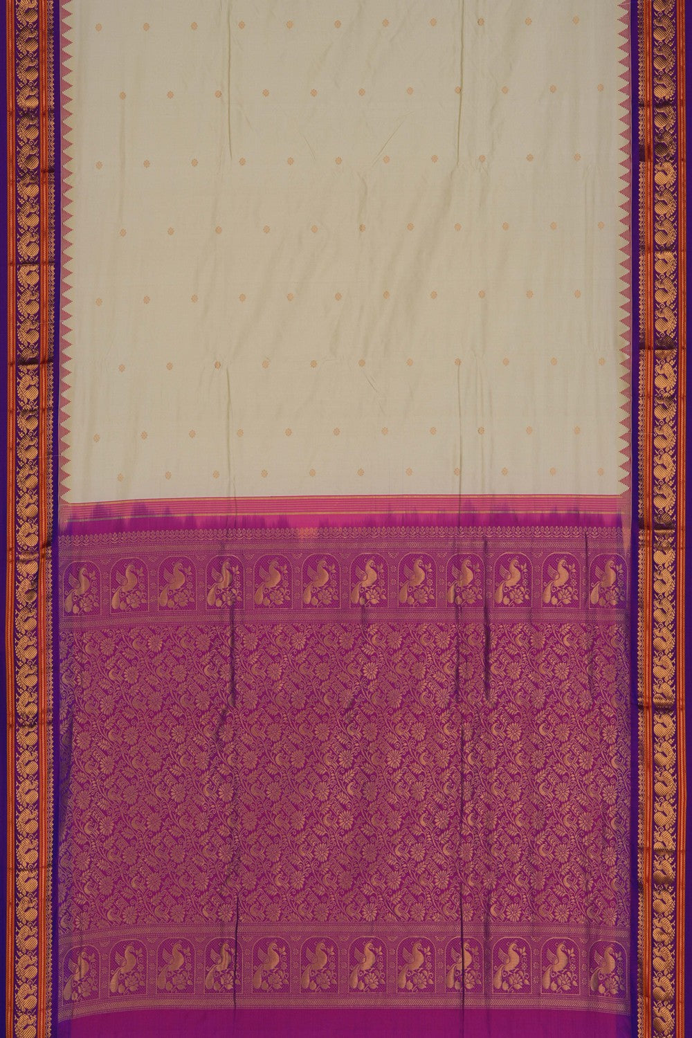 Image of Narayanpet Silk Off-White Saree