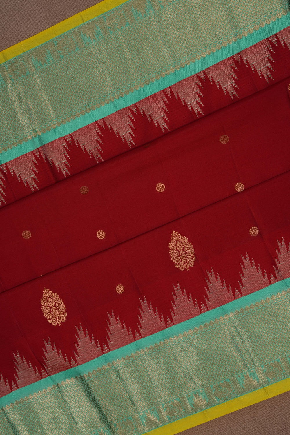 Image of Gadwal Silk Red Saree
