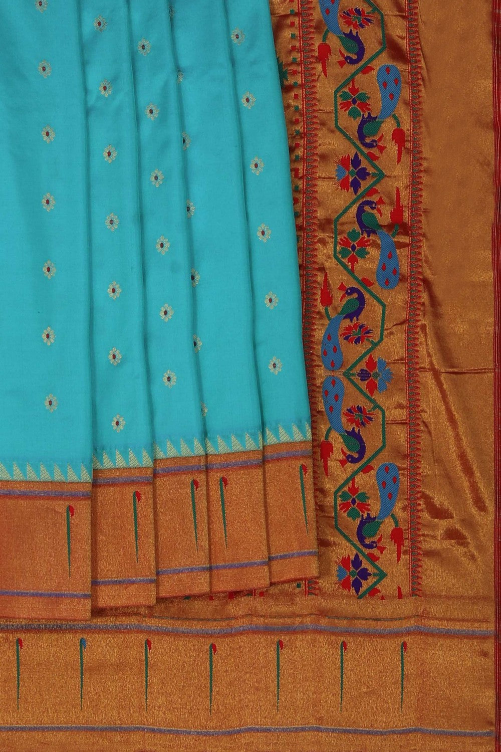 Image of Paithani Sea Blue Saree