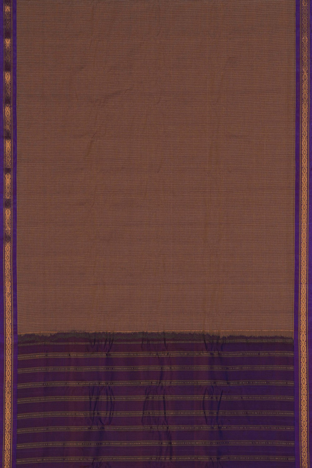 Image of Gadwal Cotton Silk Brown Saree