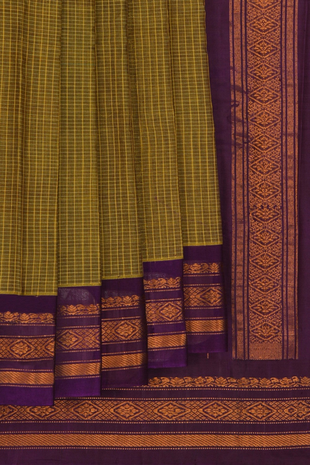 Image of Gadwal Cotton Silk Green Saree