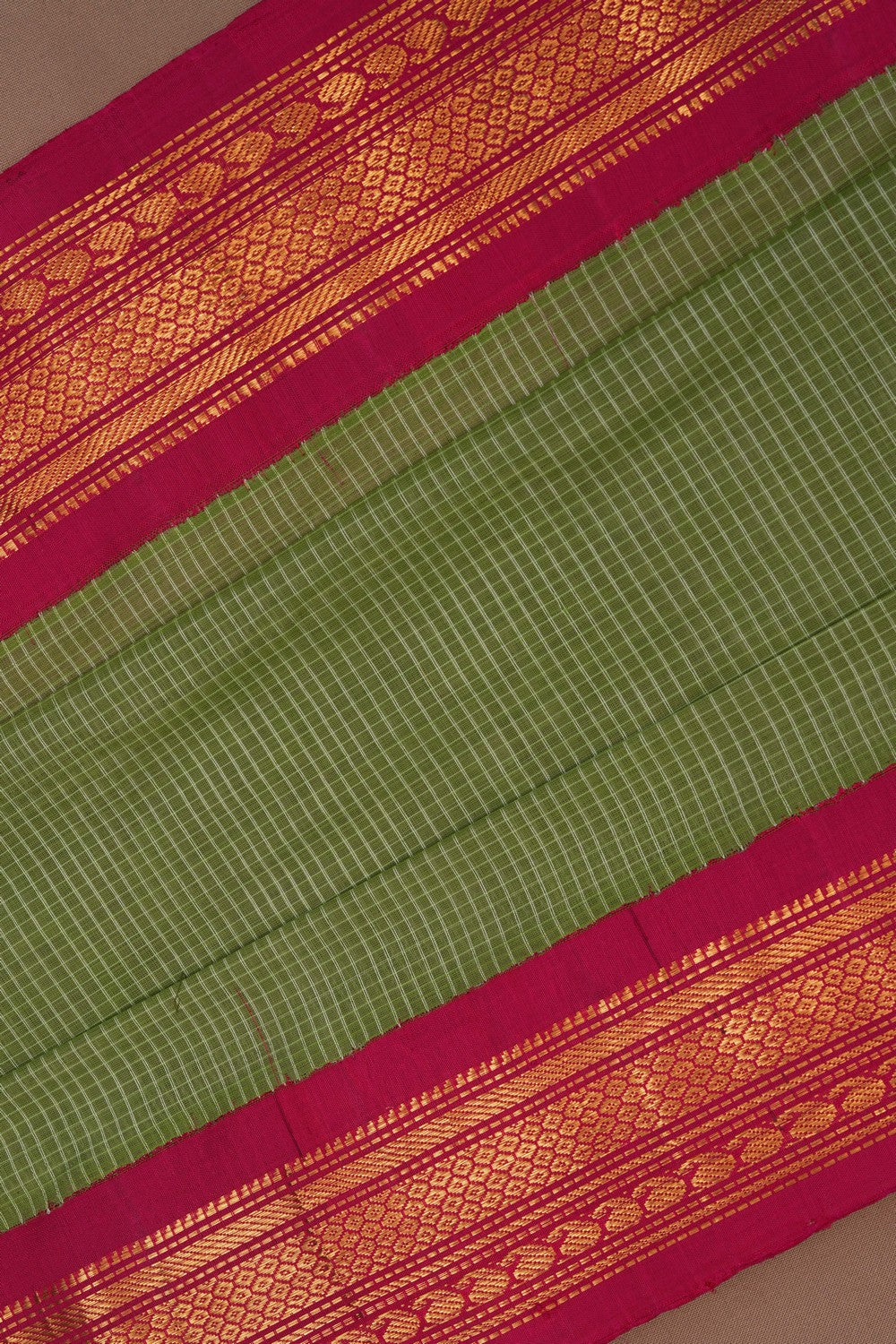 Image of Gadwal Cotton Silk Green Saree