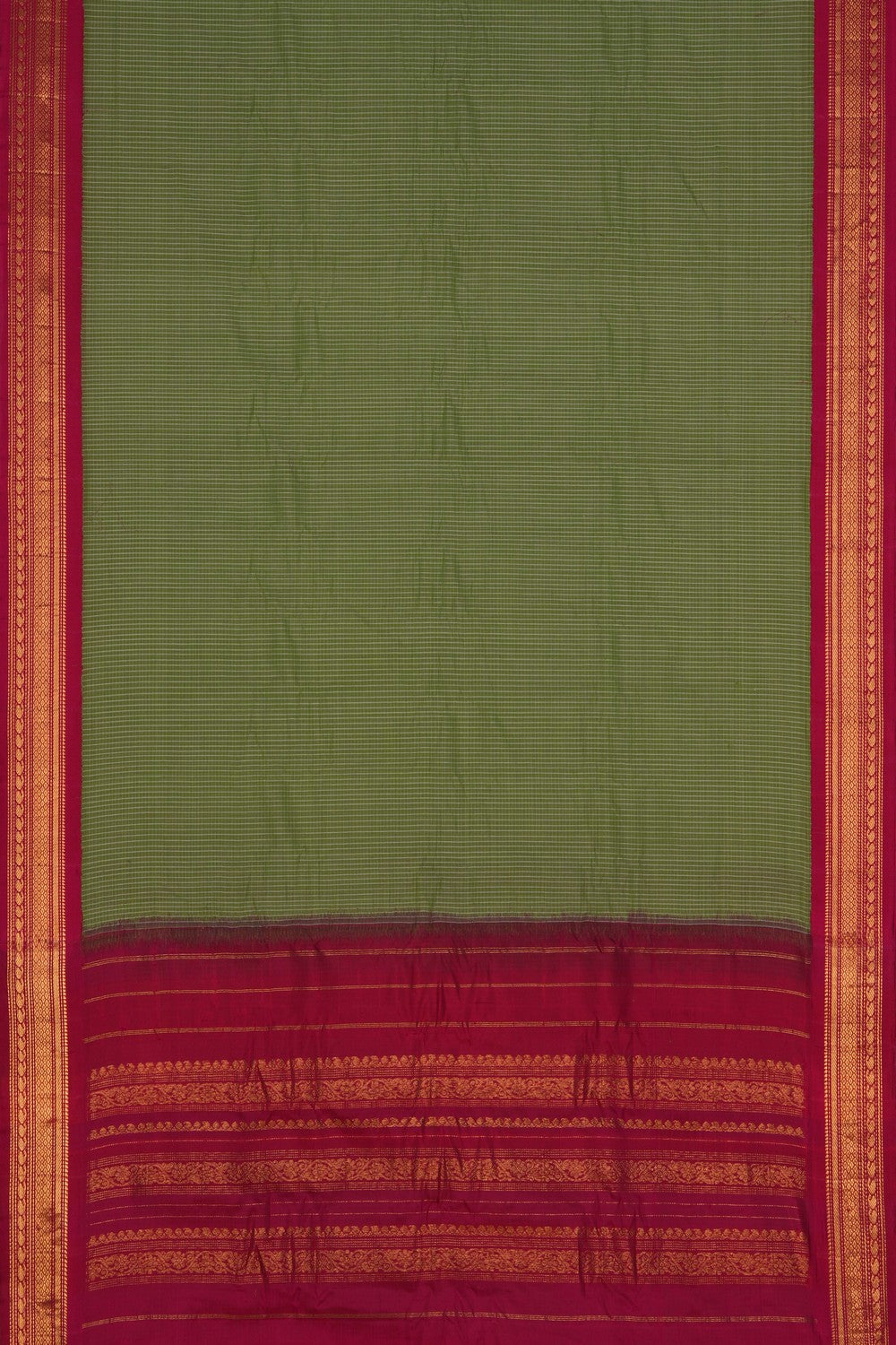 Image of Gadwal Cotton Silk Green Saree
