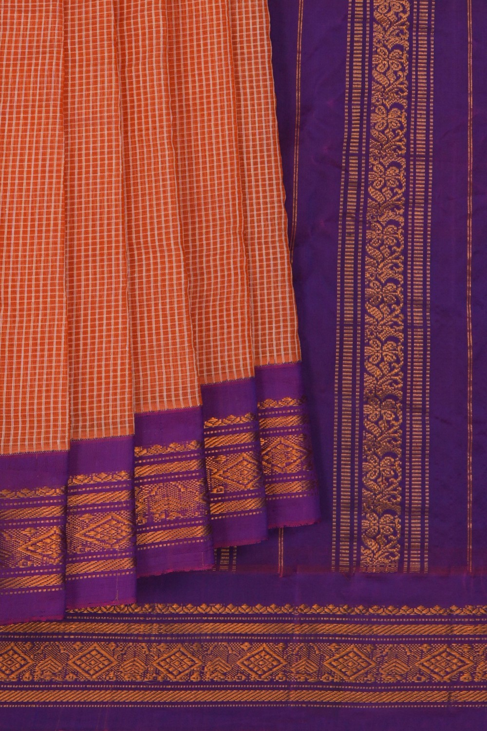 Image of Gadwal Cotton Silk Peach Saree