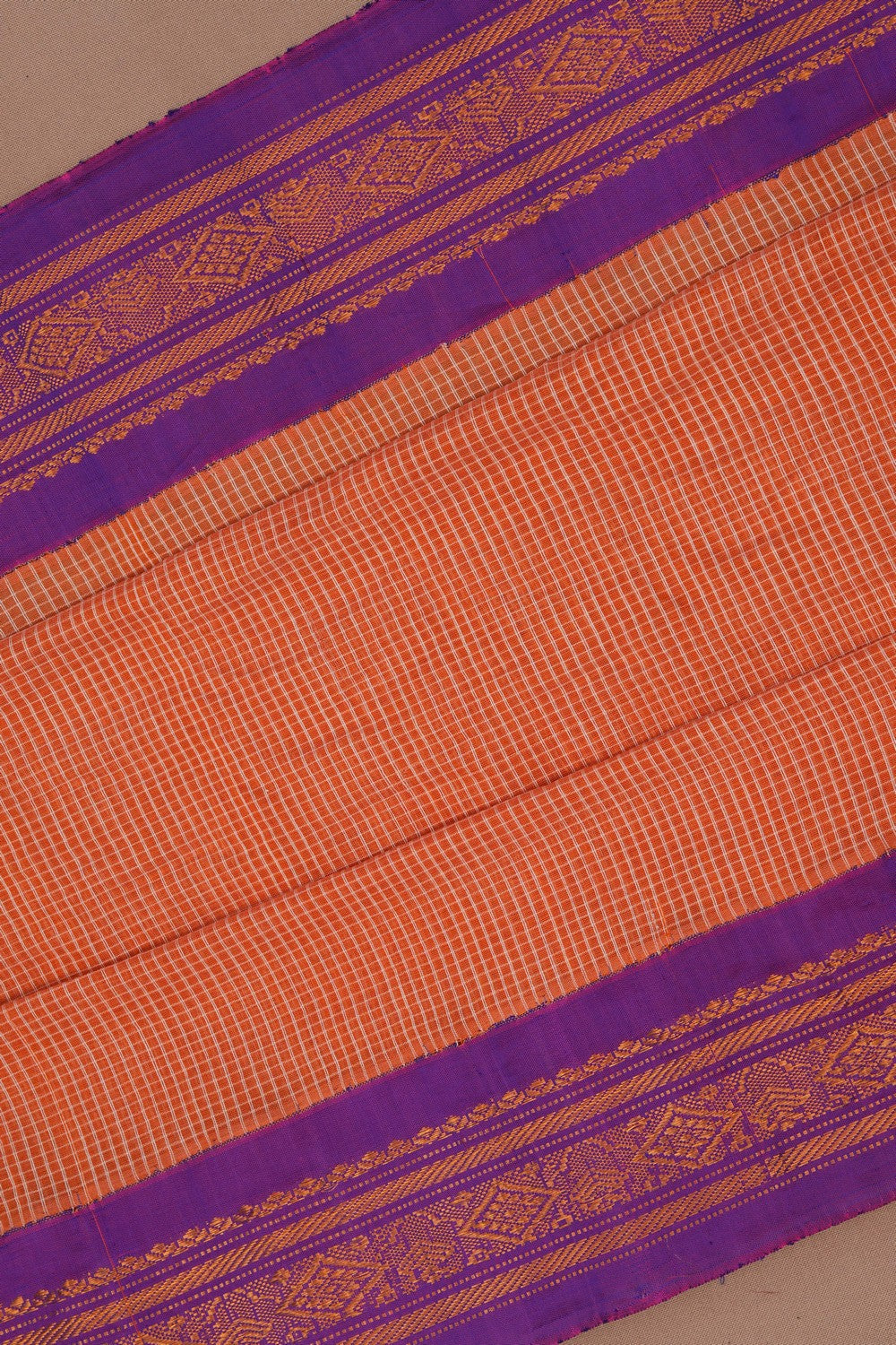 Image of Gadwal Cotton Silk Peach Saree