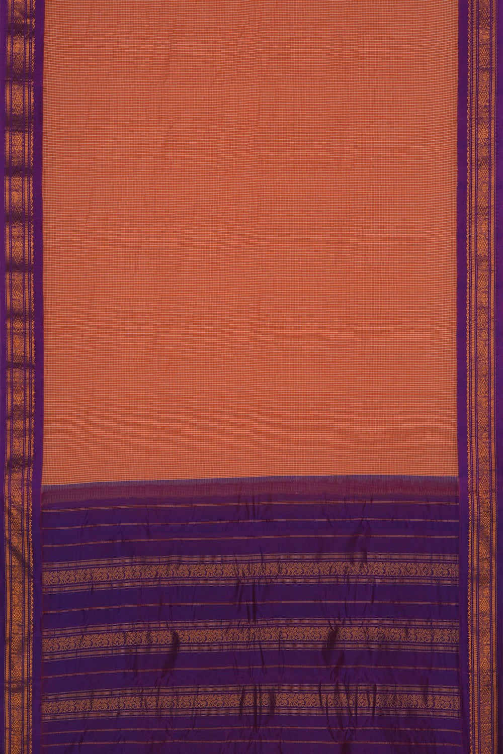 Image of Gadwal Cotton Silk Peach Saree