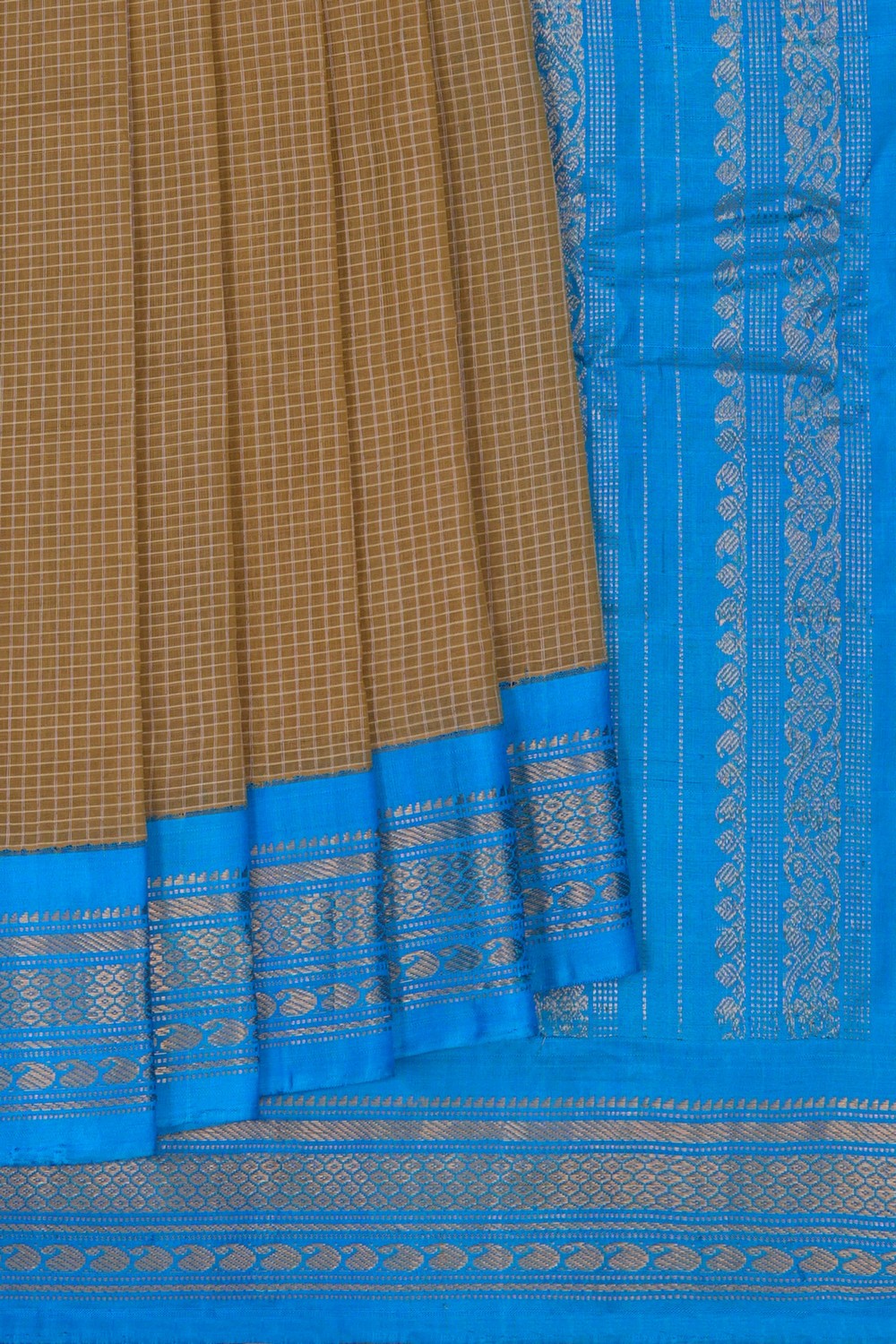 Image of Gadwal Cotton Silk Beige Saree