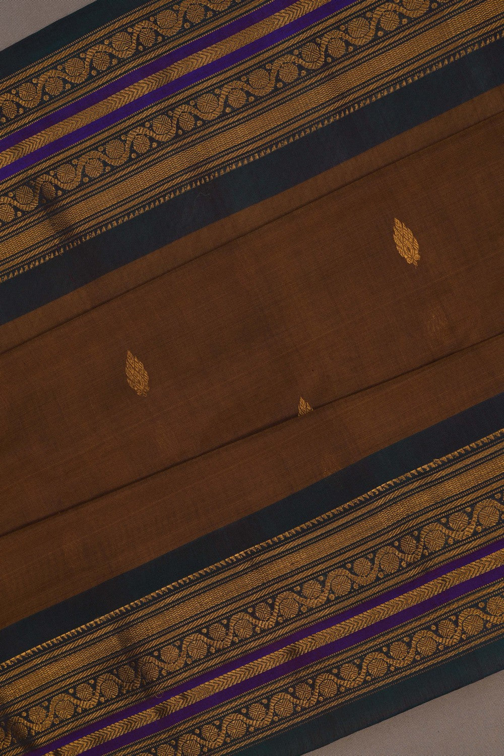 Image of Gadwal Cotton Silk Brown Saree