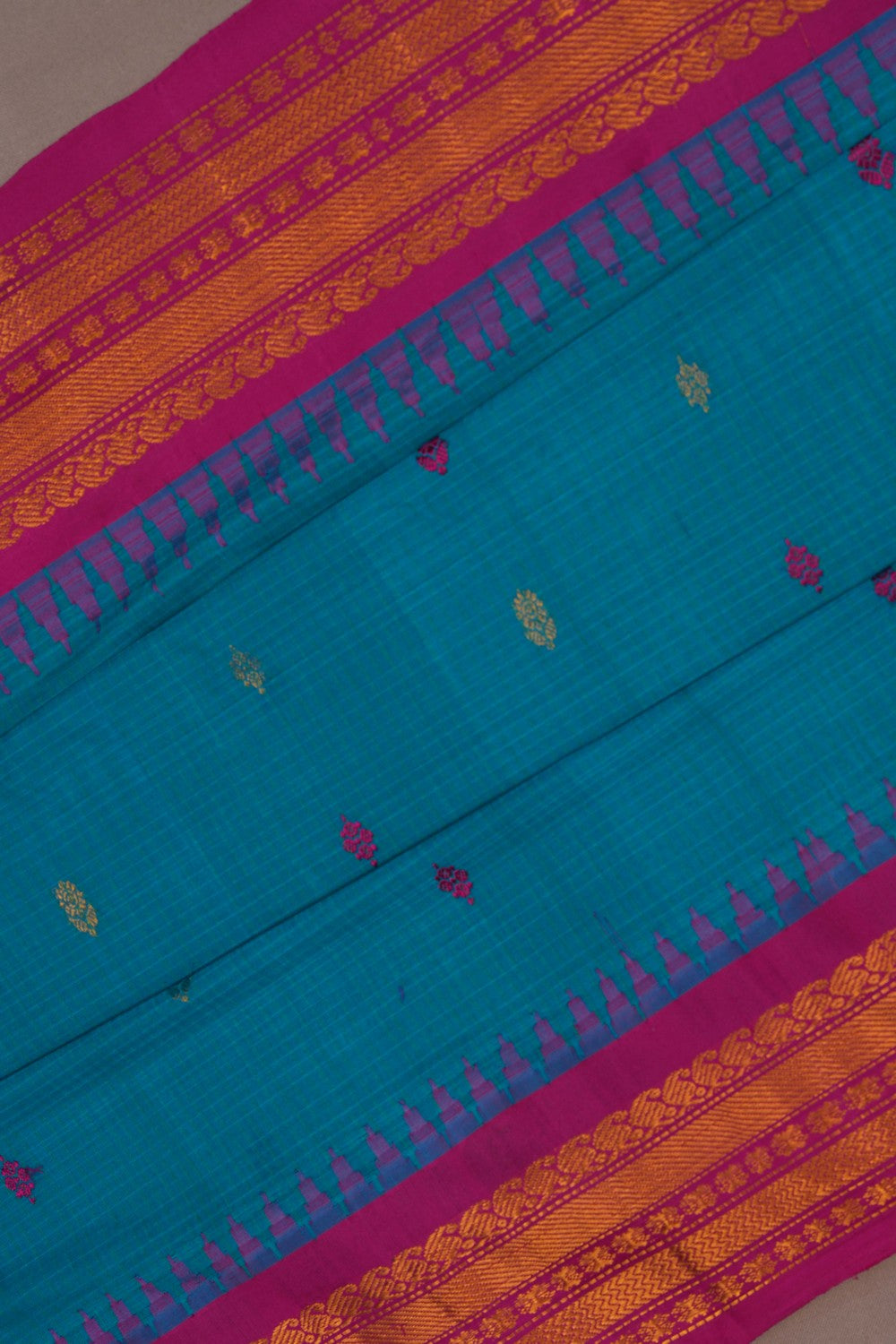 Image of Gadwal Cotton Silk Blue Saree