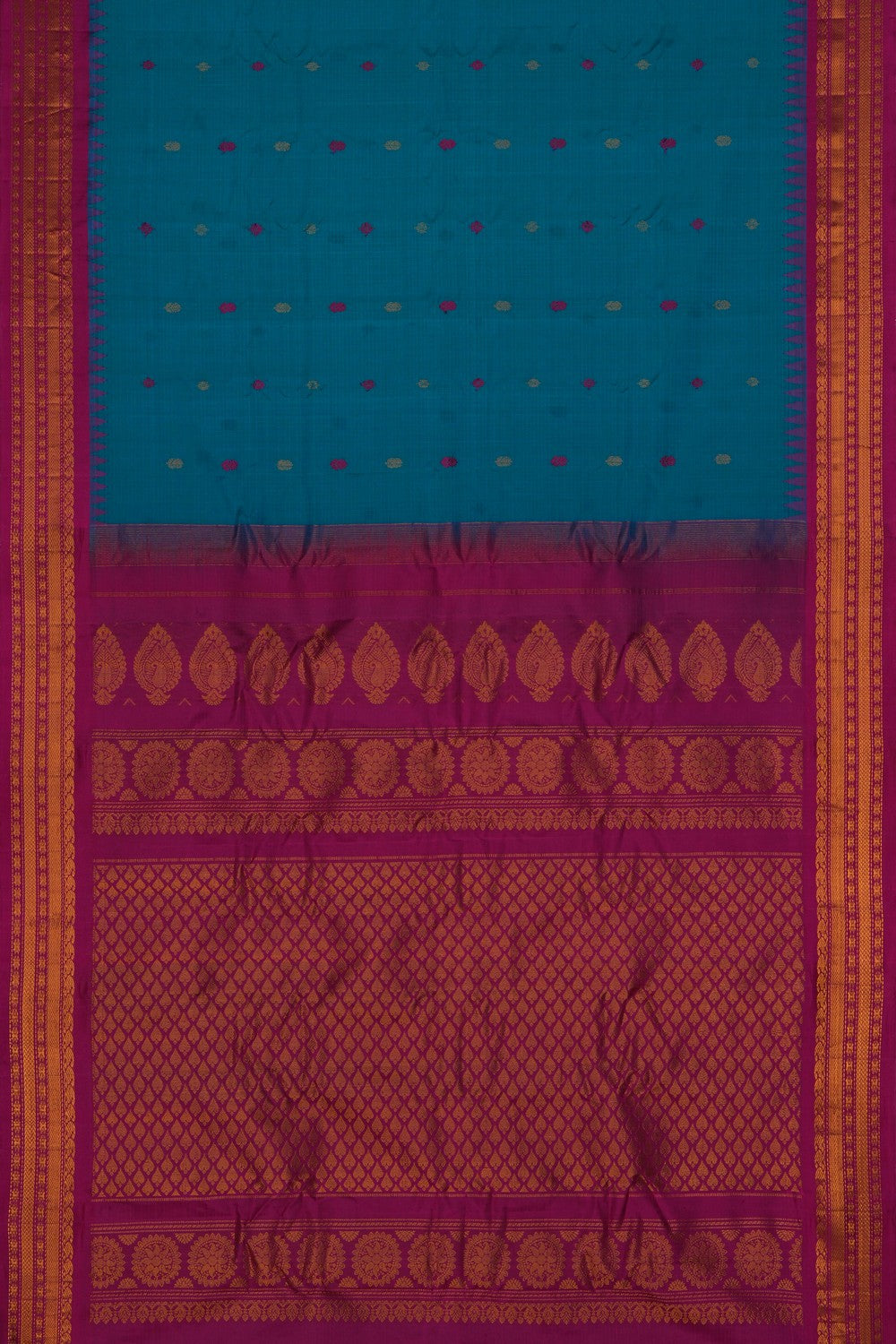 Image of Gadwal Cotton Silk Blue Saree