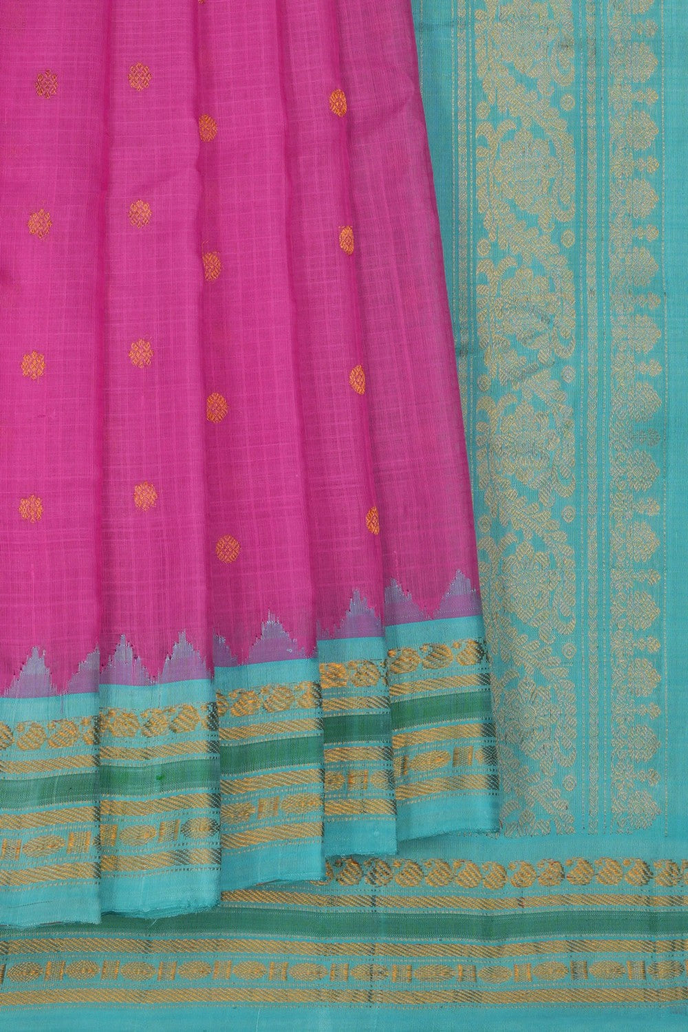 Image of Gadwal Cotton Silk Lotus Pink Saree