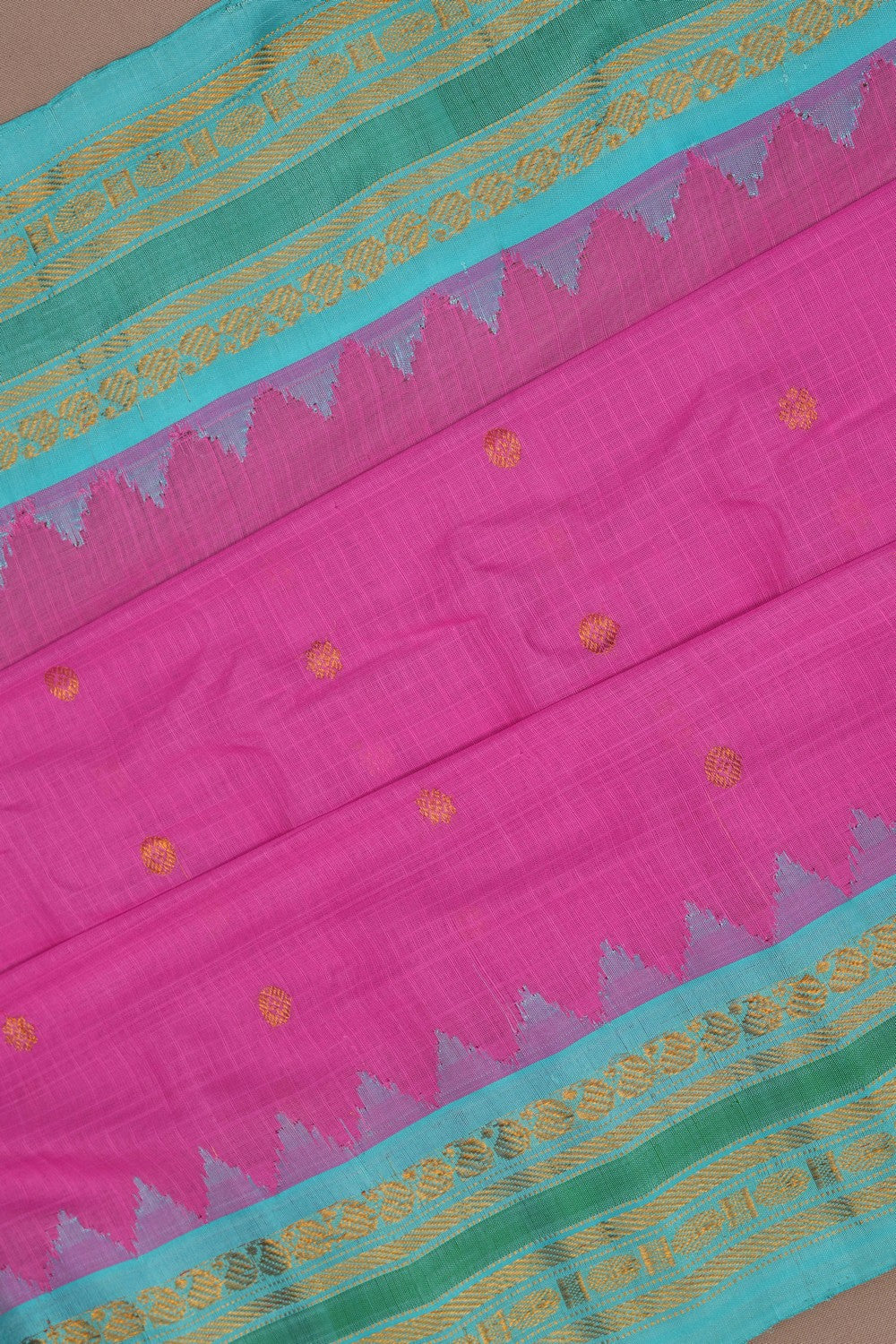 Image of Gadwal Cotton Silk Lotus Pink Saree