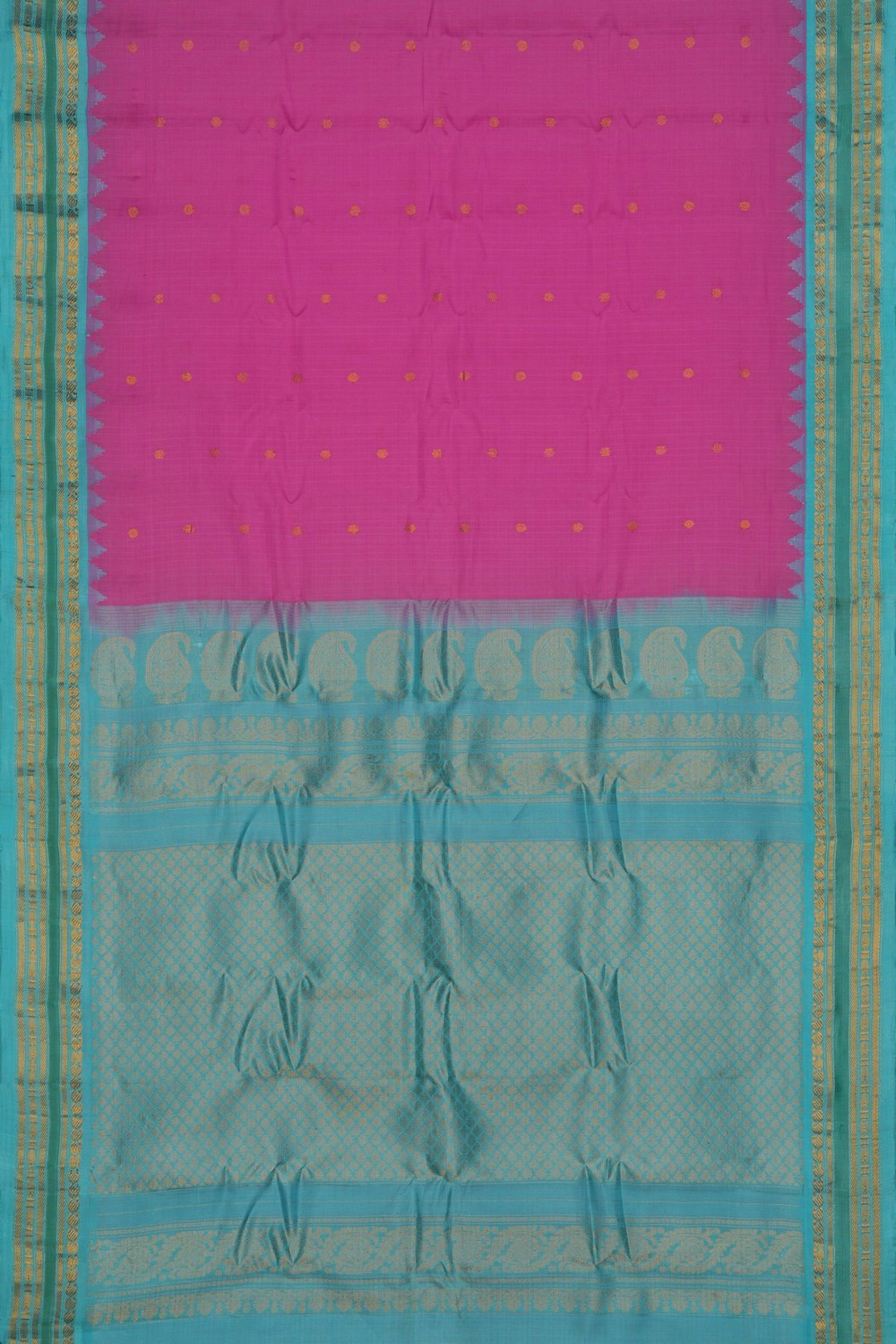Image of Gadwal Cotton Silk Lotus Pink Saree