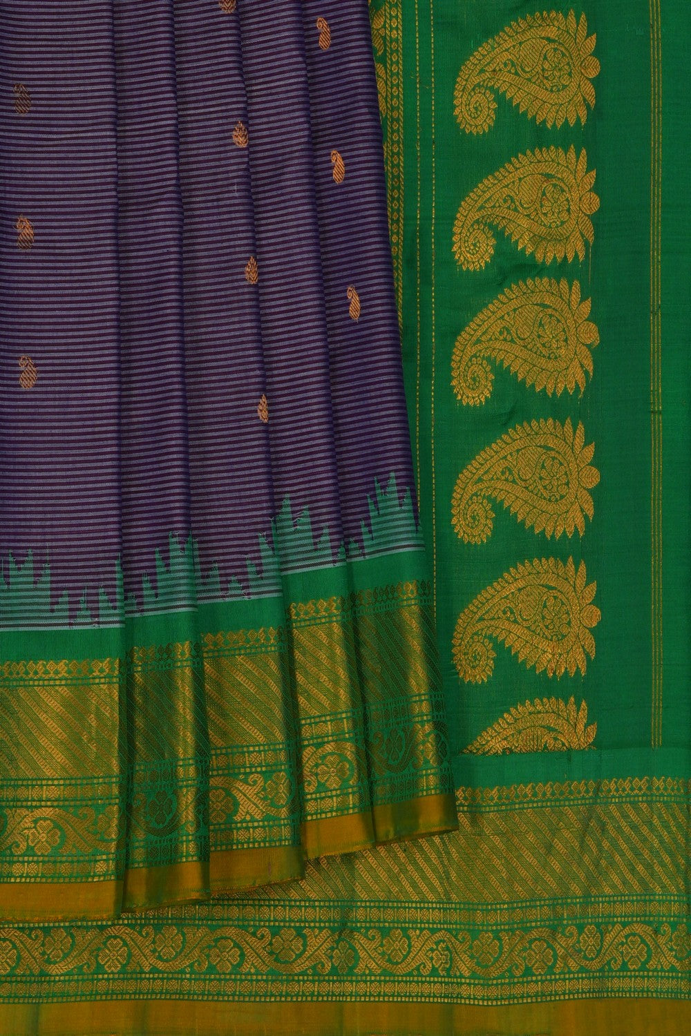 Image of Gadwal Cotton Silk Purple Saree