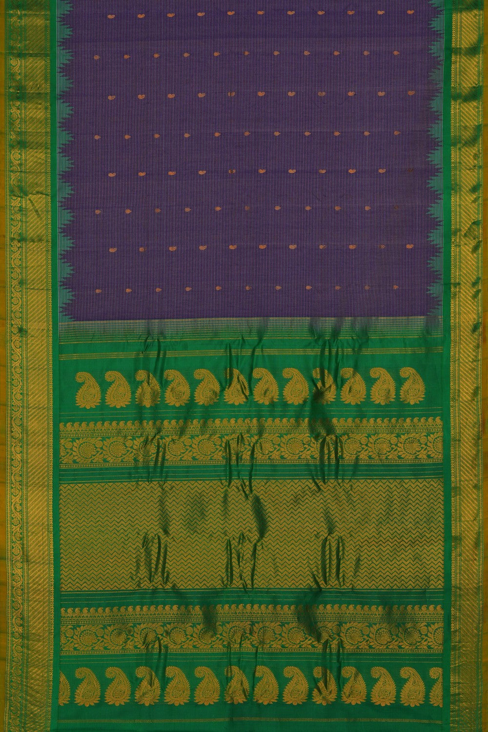 Image of Gadwal Cotton Silk Purple Saree