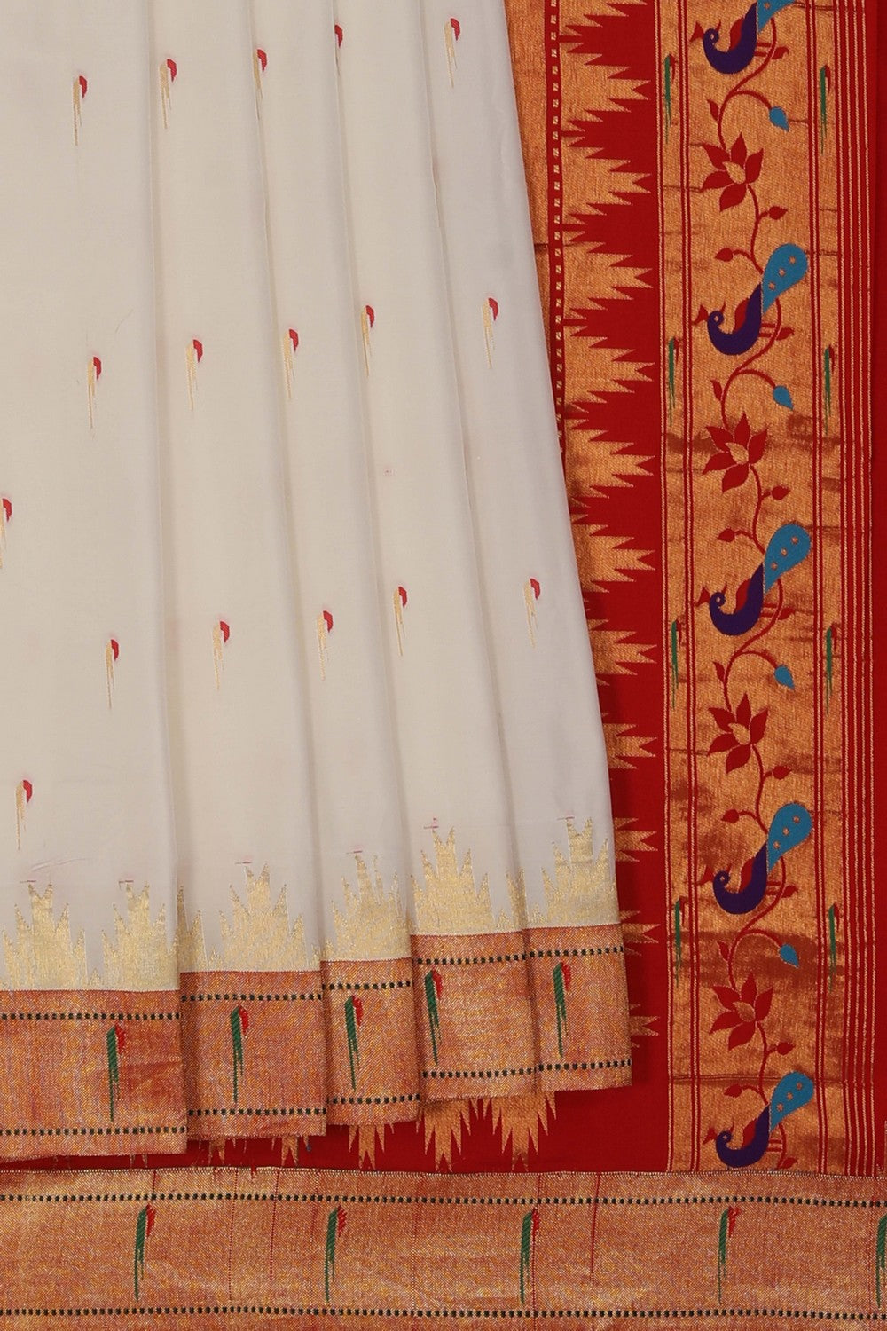 Image of Paithani White Saree