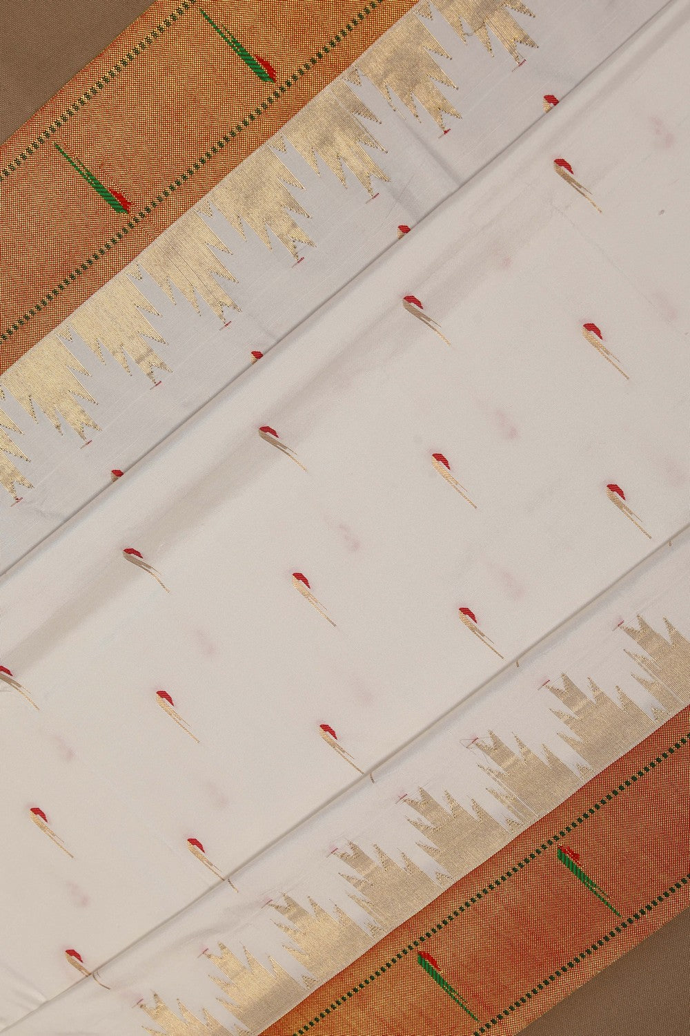 Image of Paithani White Saree