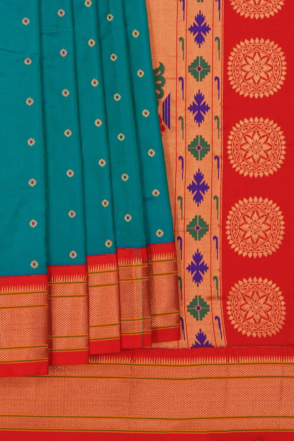 Paithani Teal Blue Saree