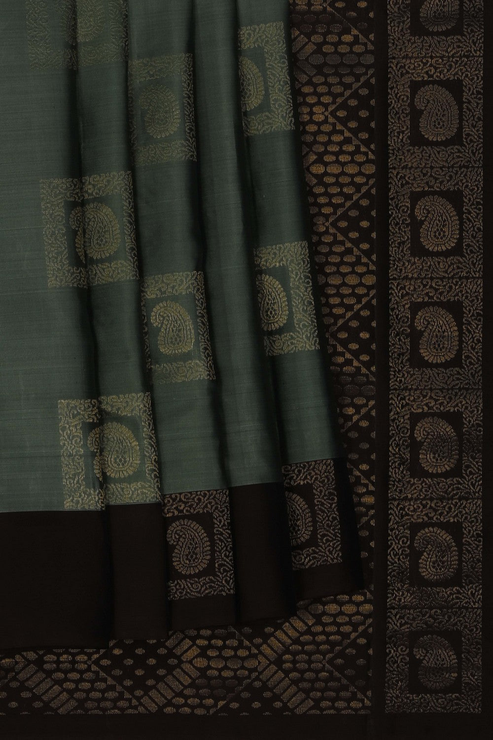 Image of South Silk Smoky Green Saree