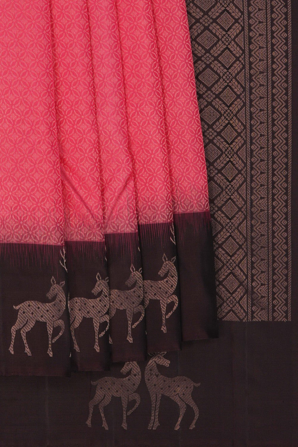 Image of South Silk Fuchsia Pink Saree