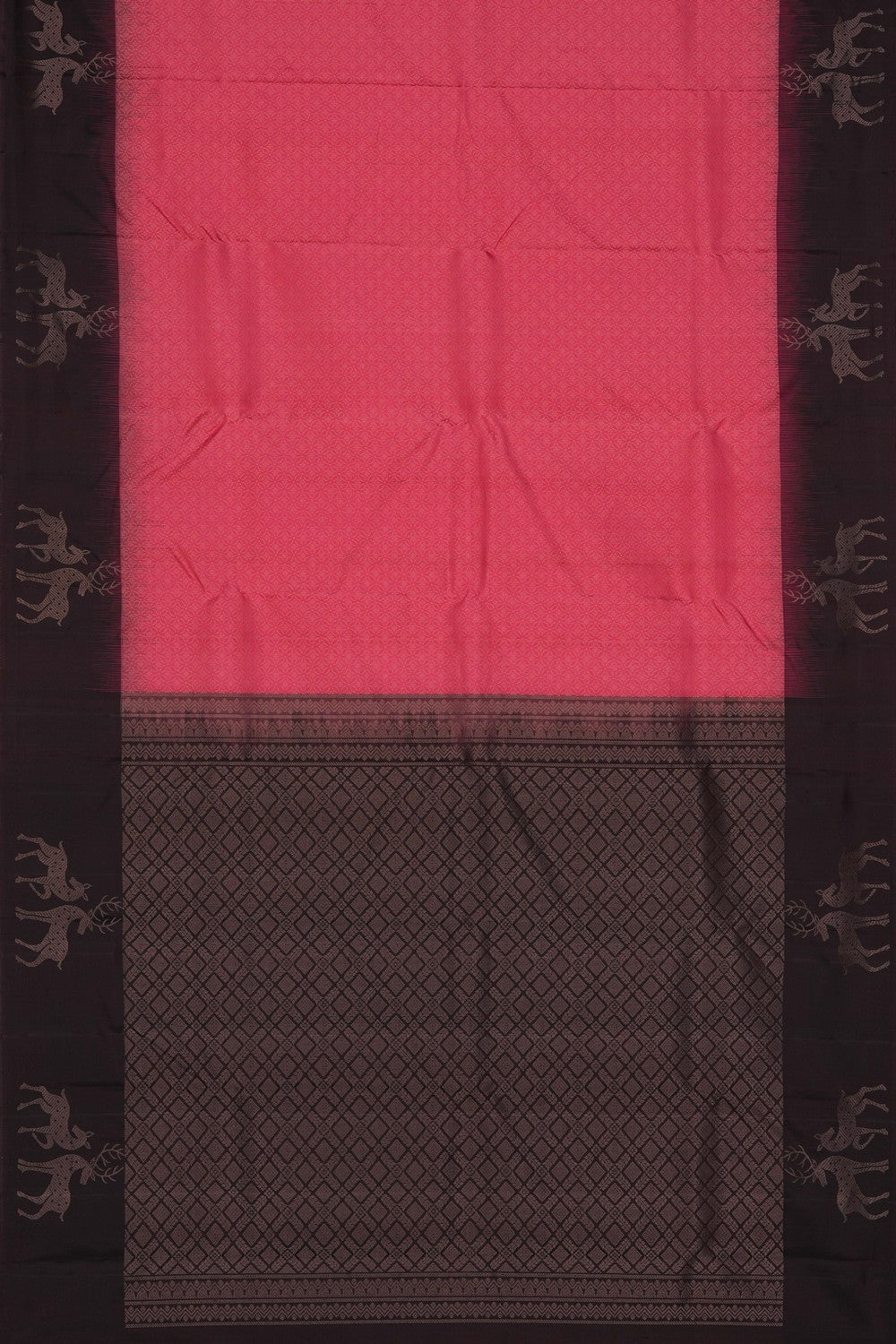 South Silk Fuchsia Pink Saree