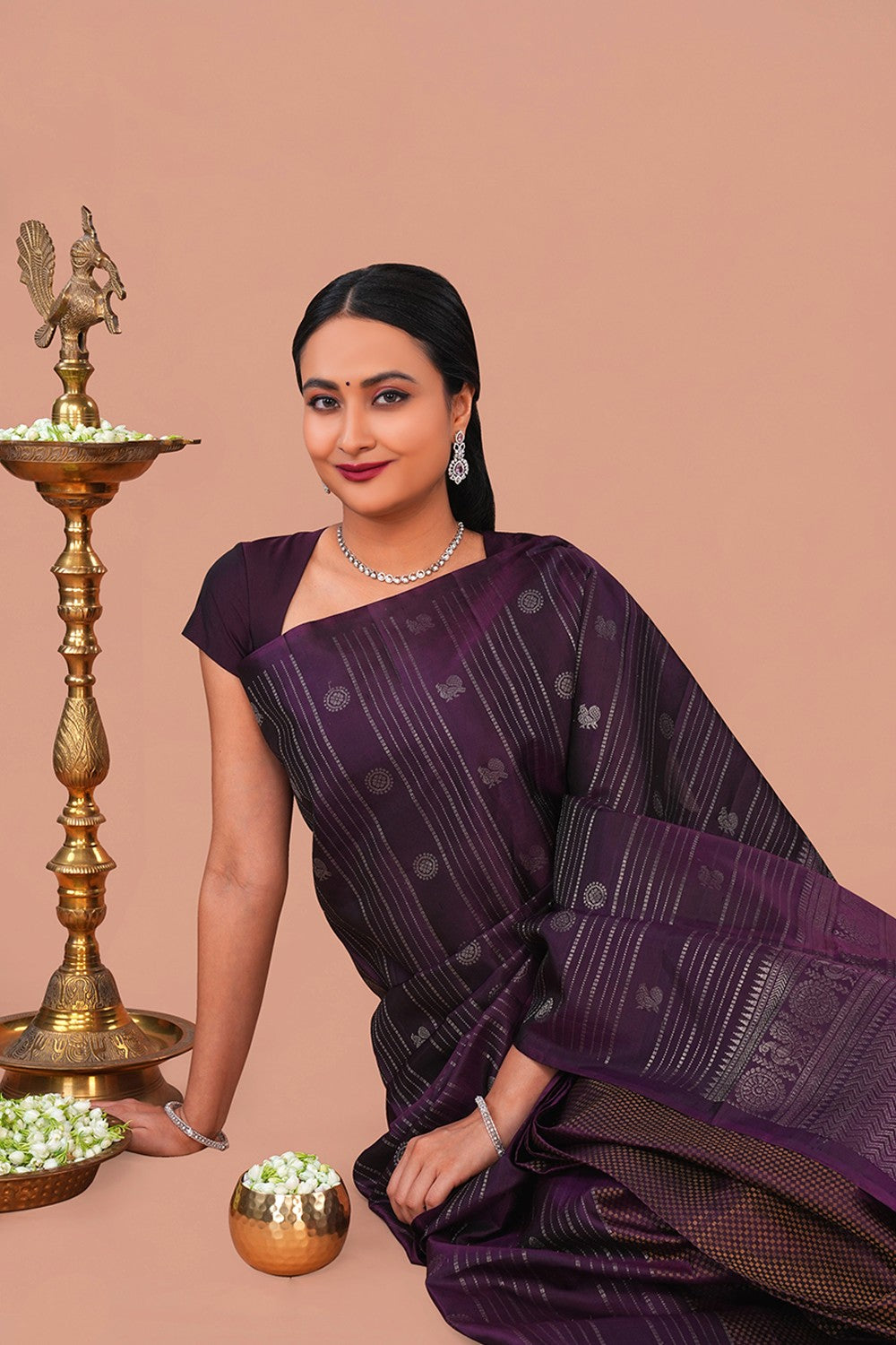 Image of South Silk Violet Saree