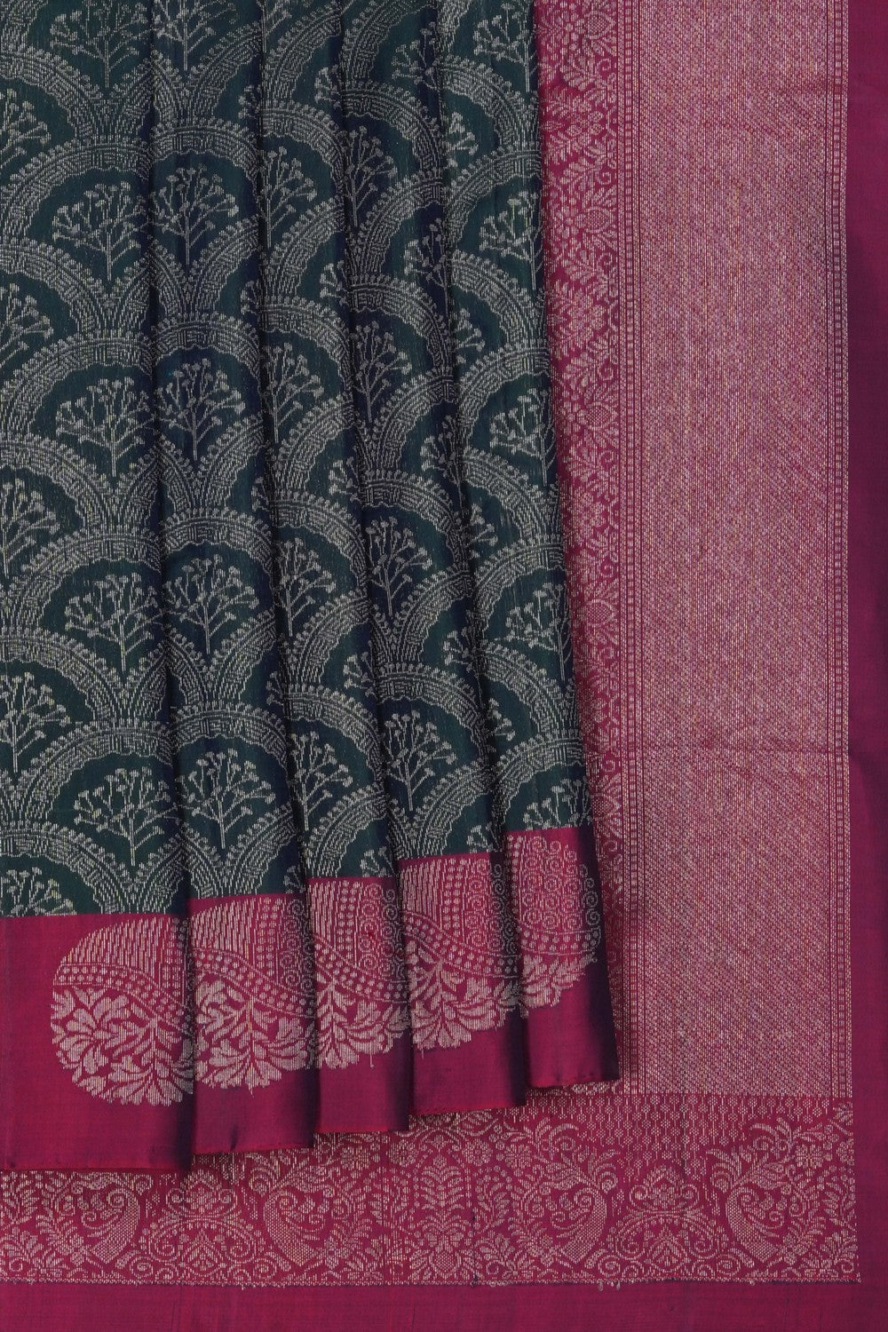 Image of South Silk Bottle Green Saree