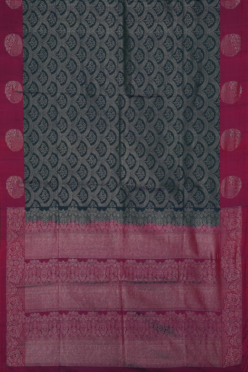 Image of South Silk Bottle Green Saree