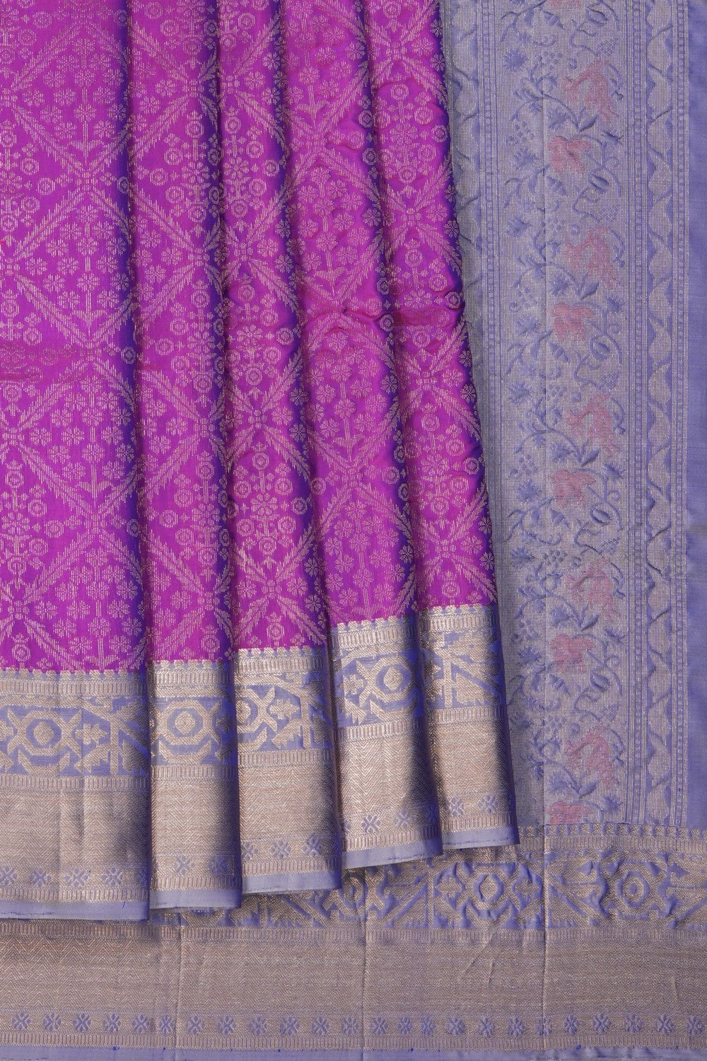 Image of South Silk Brocade Purple Saree
